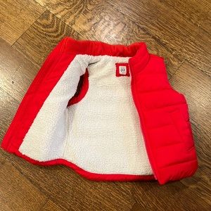 Boys Red puffer and Sherpa Vest